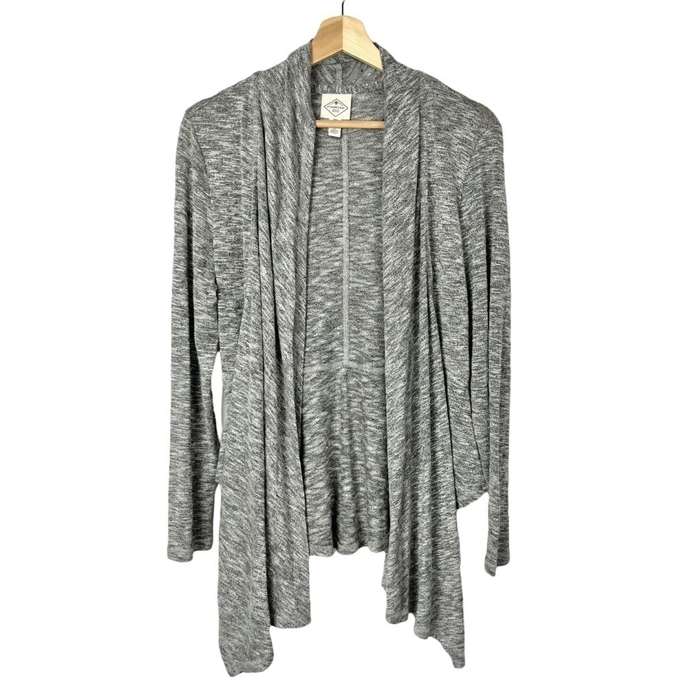 St. John's Bay Gray Open Front Waterfall Cardigan Sweater PM